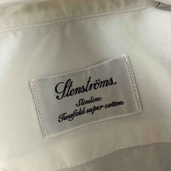 Stenstroms Cotton Twofold super 15.5 Slimline White Long Sleeve Button Up Solid - Picture 10 of 16